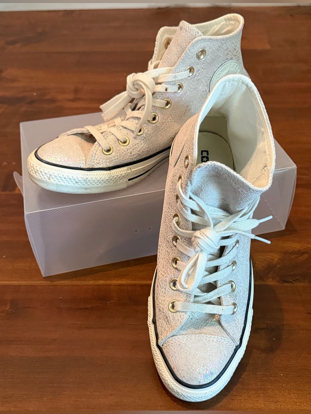 Converse High-Top Sneakers in iridescent White